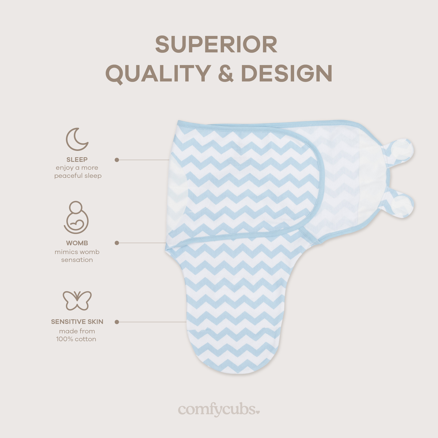 Easy Swaddle Blankets in Blue, Pack of 3