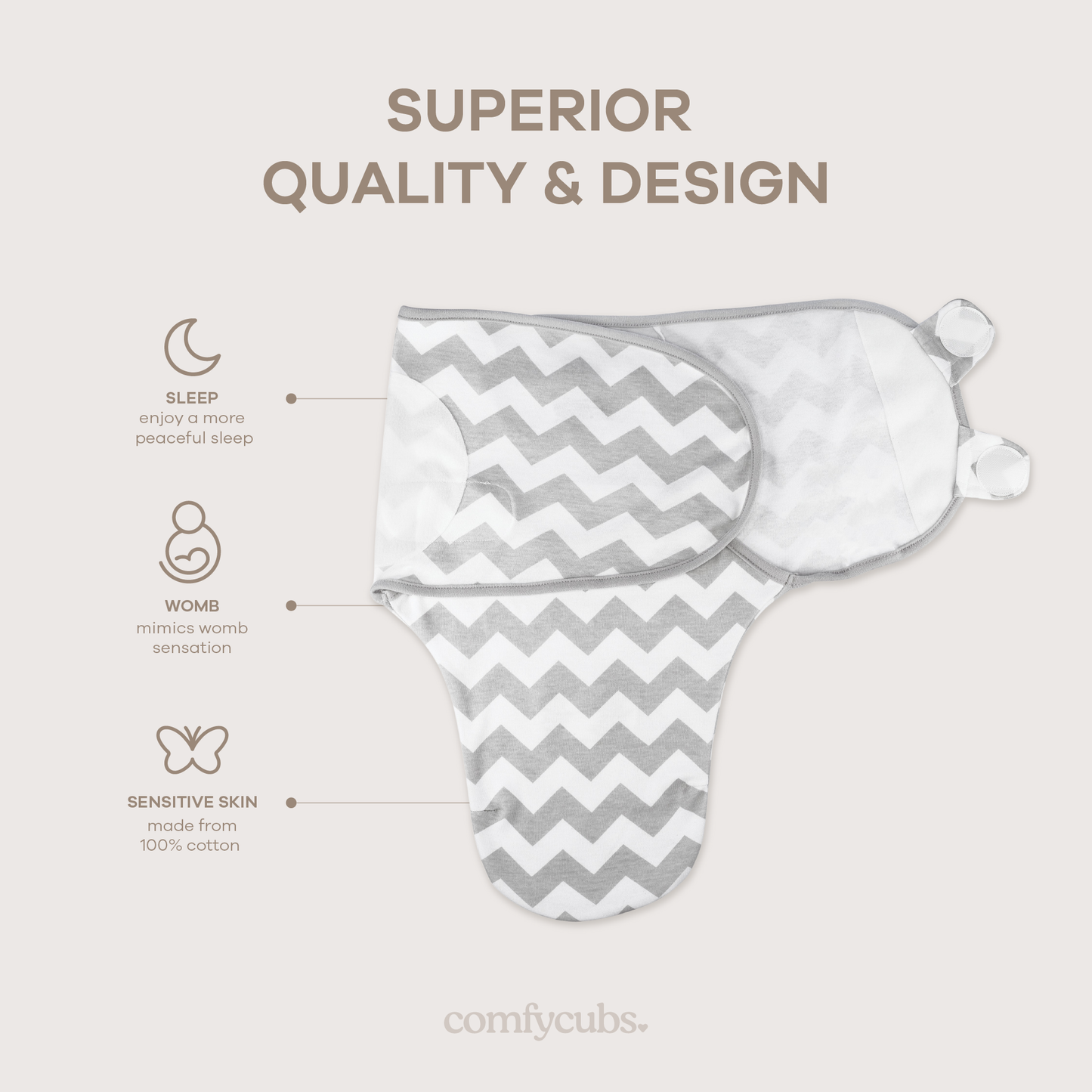 Easy Swaddle Blankets in Grey, Pack of 3