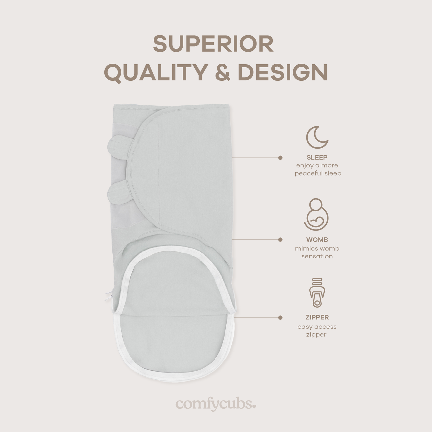 Easy Swaddle Blankets with Zipper in Stone, Pacific Blue, Nomadic Blue