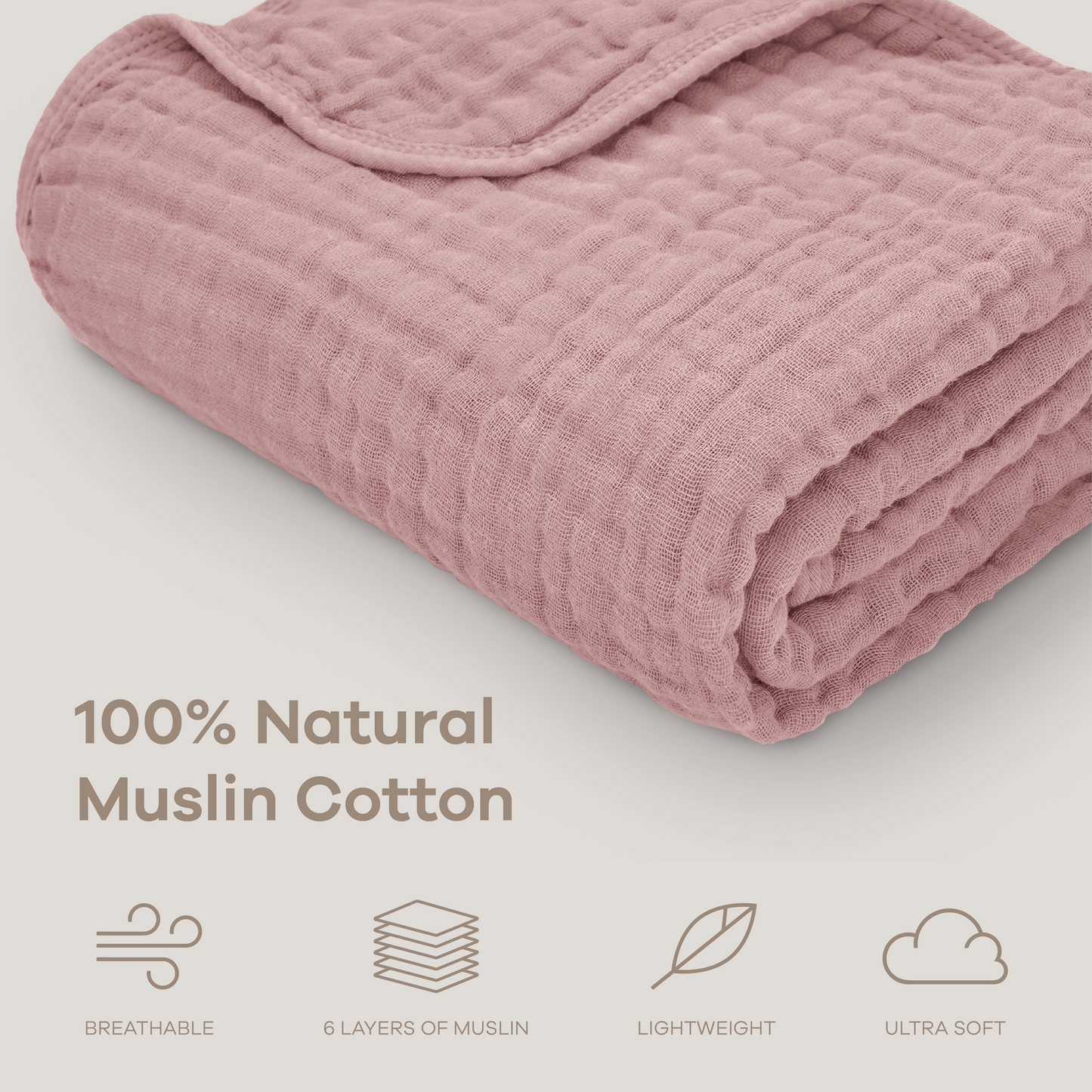 Baby Muslin Blanket in Mauve