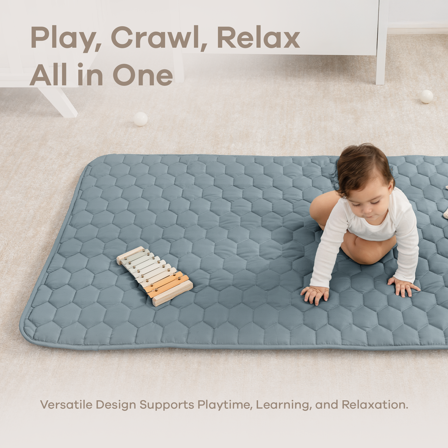 Play Mat with Non-Slip Bottom in Pacific Blue
