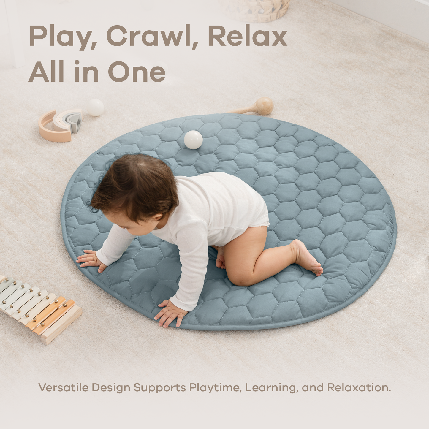 Play Mat with Non-Slip Bottom in Pacific Blue