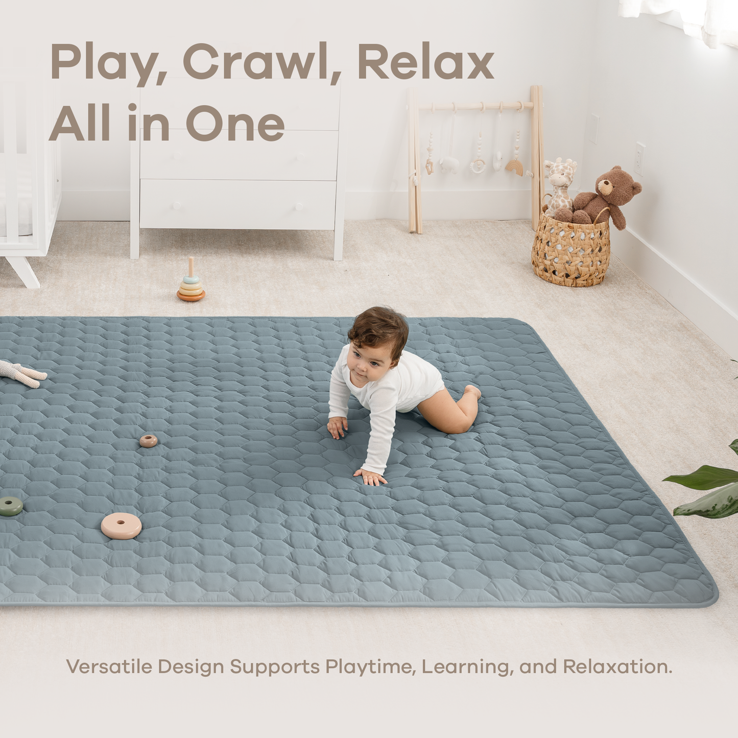 Play Mat with Non-Slip Bottom in Pacific Blue