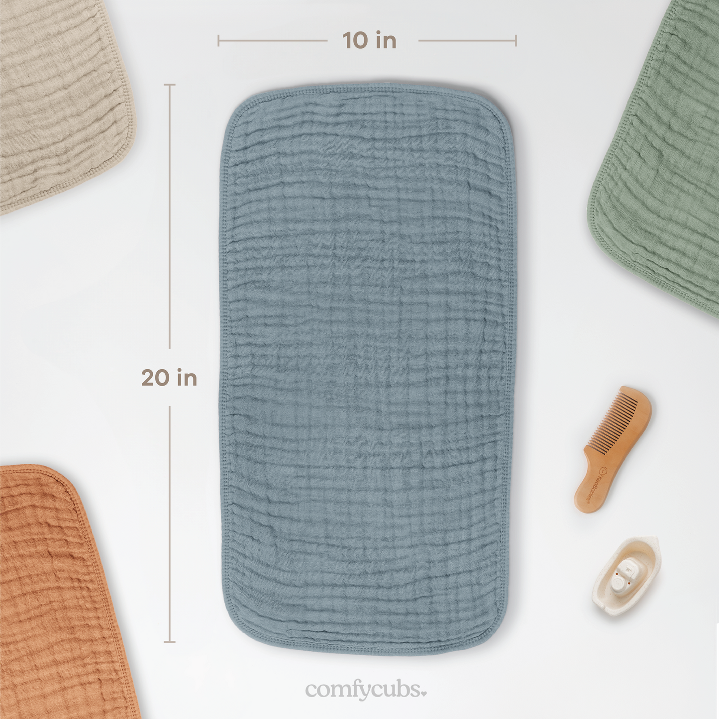 Muslin Burp Cloths in Pacific Blue