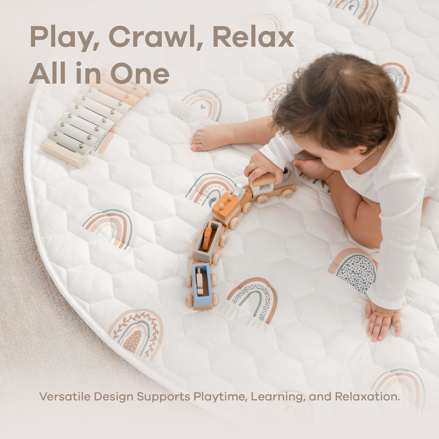 Play Mat with Non-Slip Bottom in Rainbow