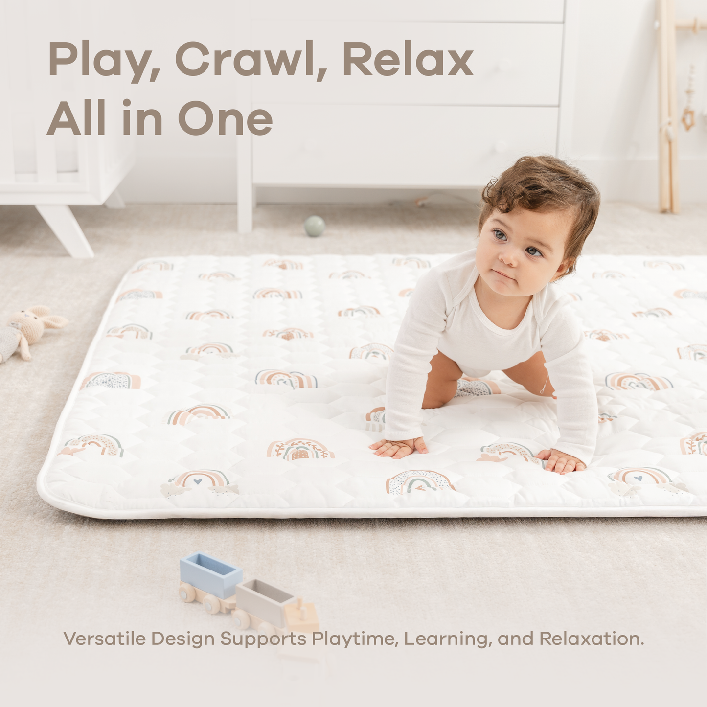 Play Mat with Non-Slip Bottom in Rainbow
