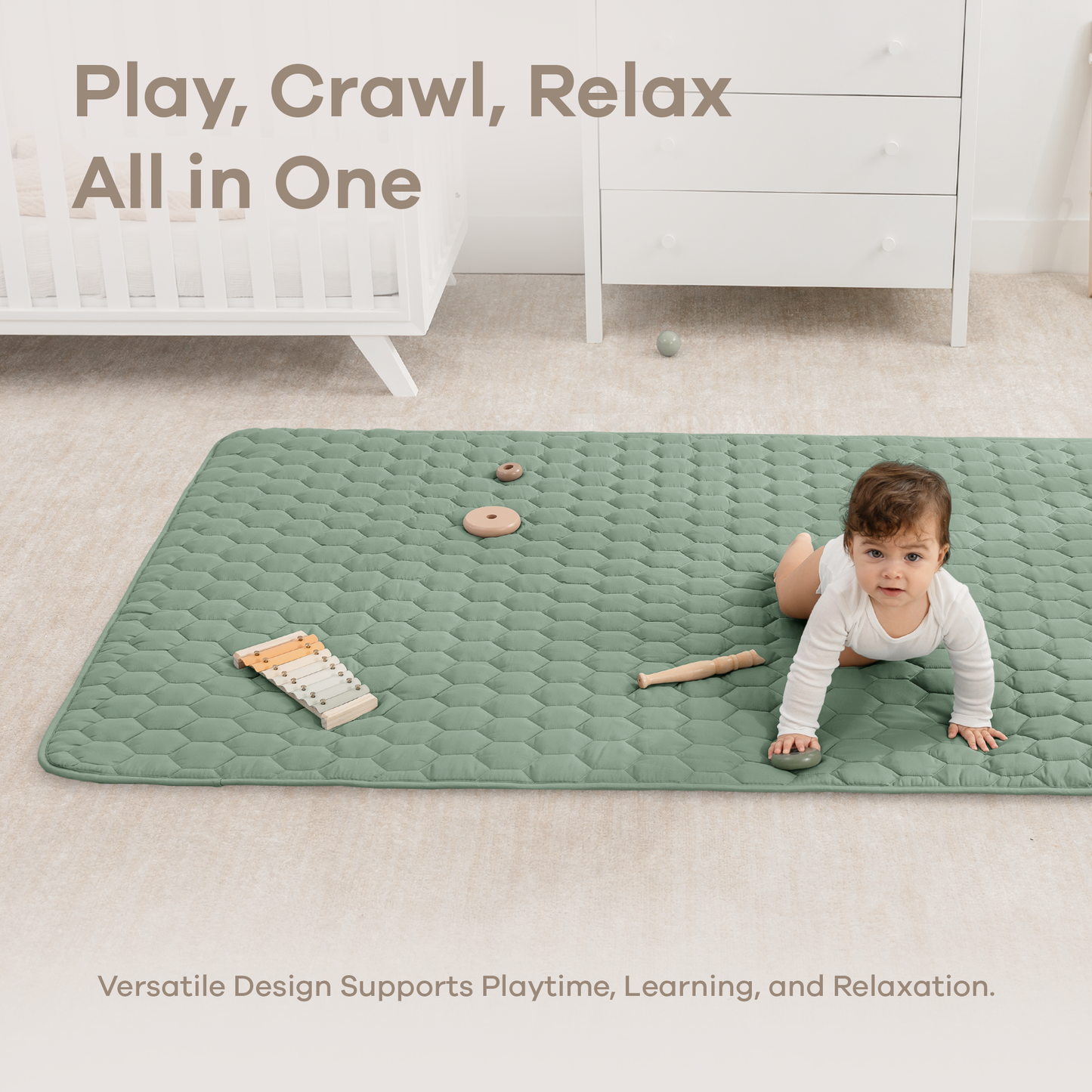 Play Mat with Non-Slip Bottom in Fern