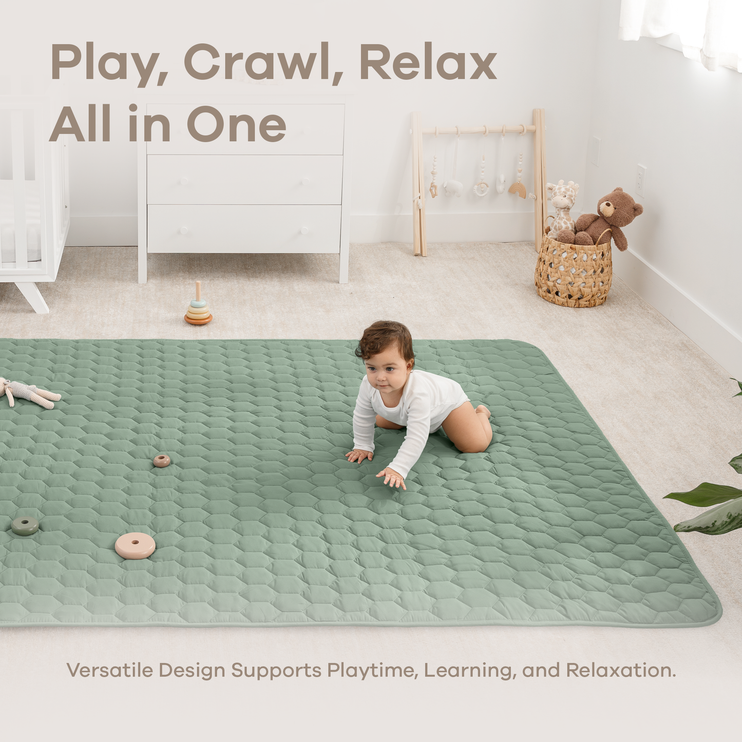 Play Mat with Non-Slip Bottom in Fern
