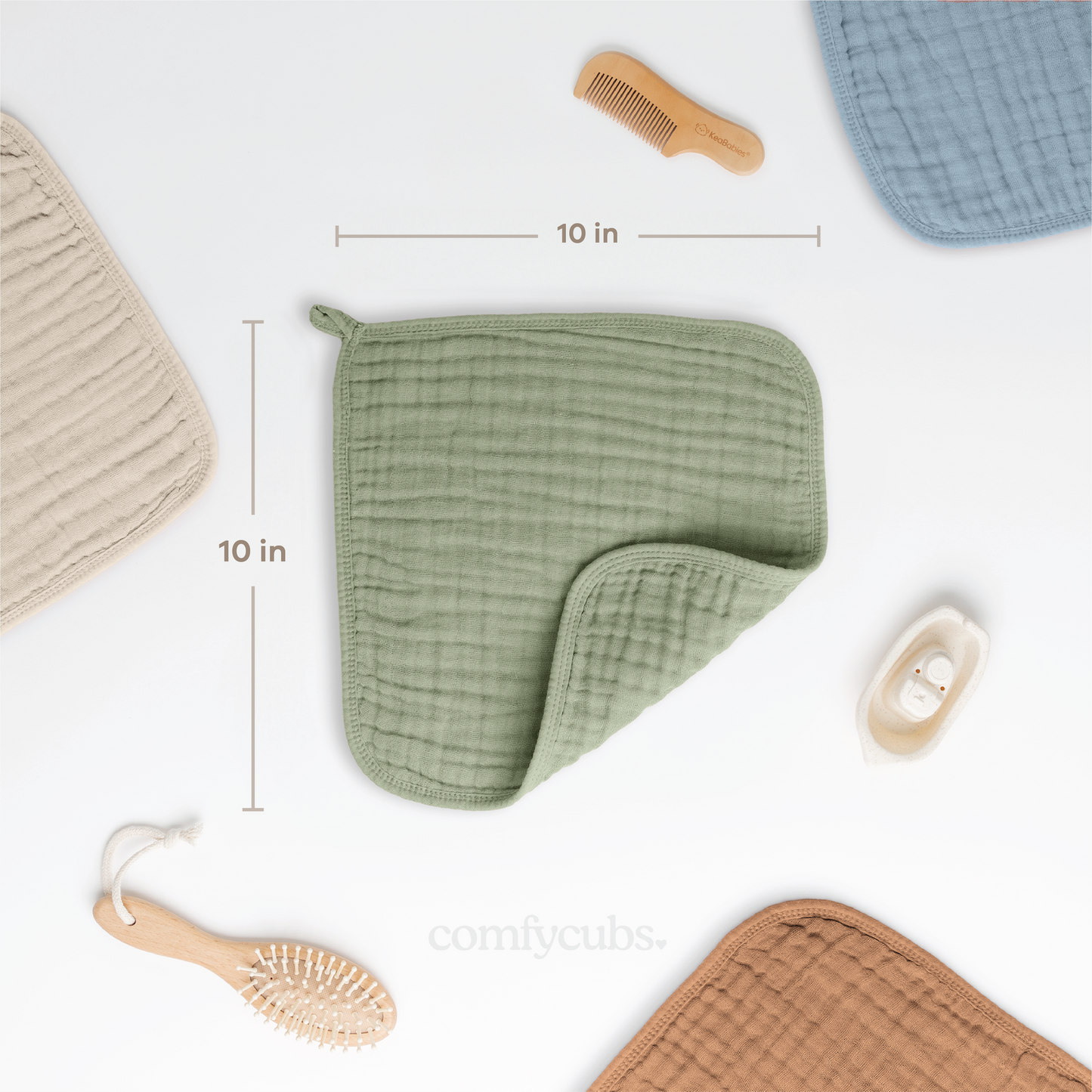 Muslin Washcloths in Sage