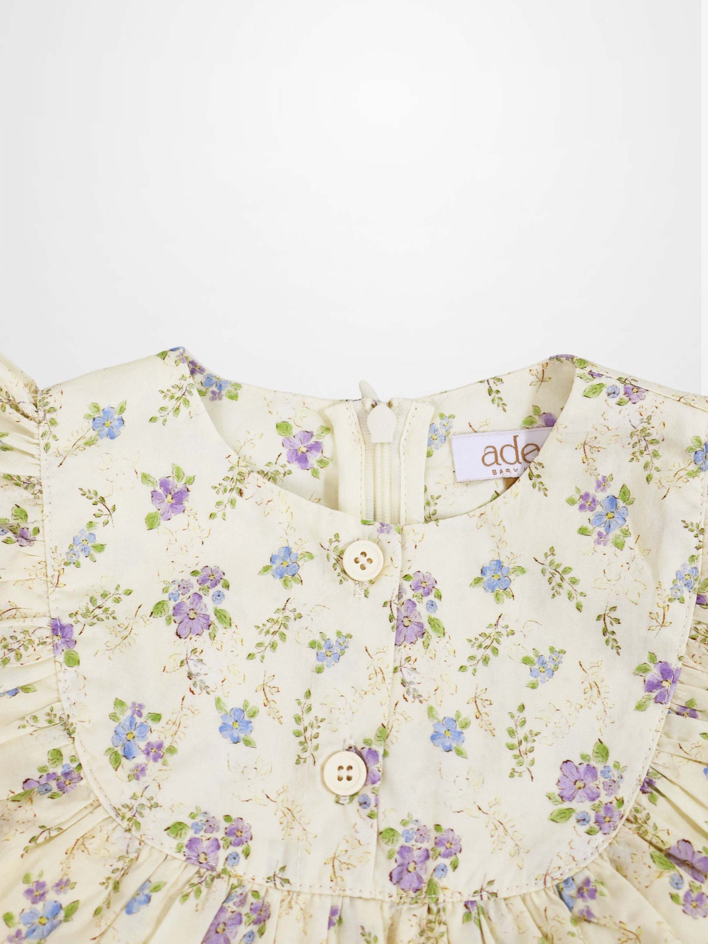 Ivory Flower Dress - 3/4 Sleeve