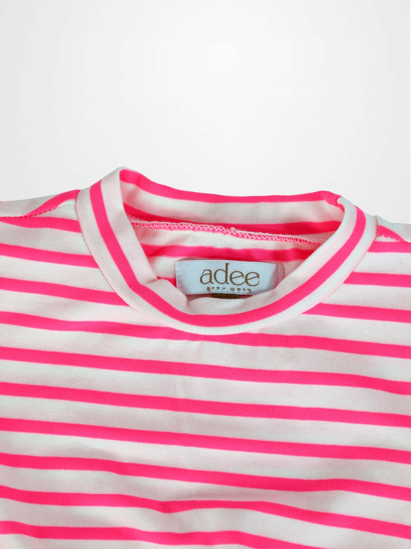 Neon Pink Striped Dress -  Short Sleeve