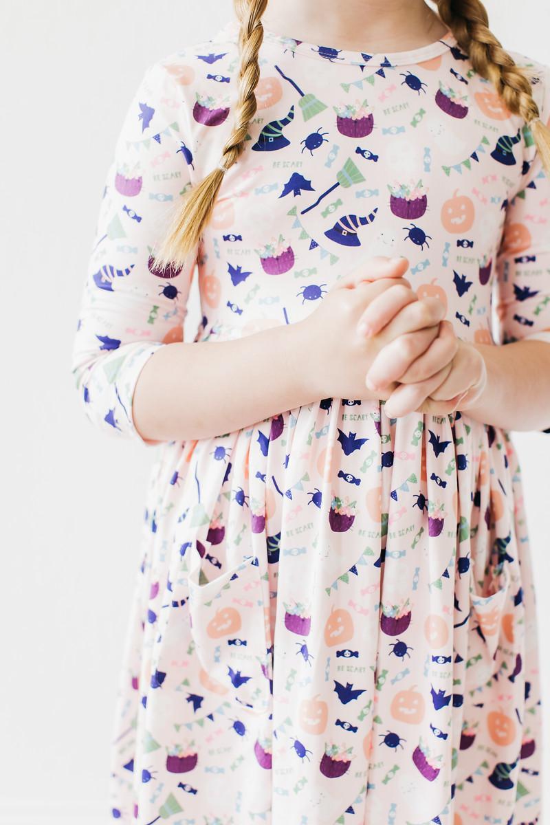 SALE Trick or Treat 3/4 Sleeve Pocket Twirl Dress