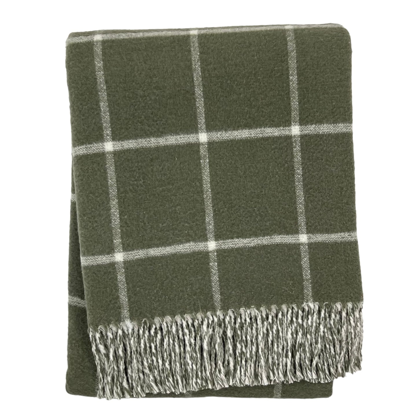 Double Face Cotton Window Pane Throw with Fringes