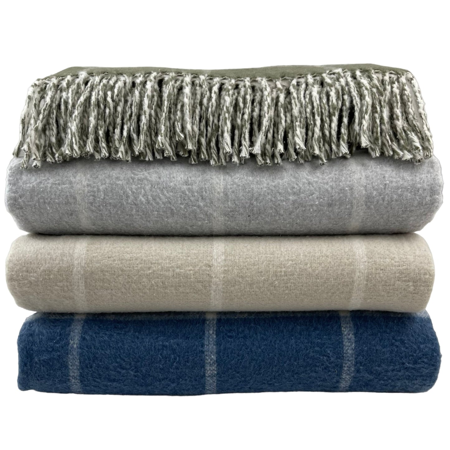 Double Face Cotton Window Pane Throw with Fringes