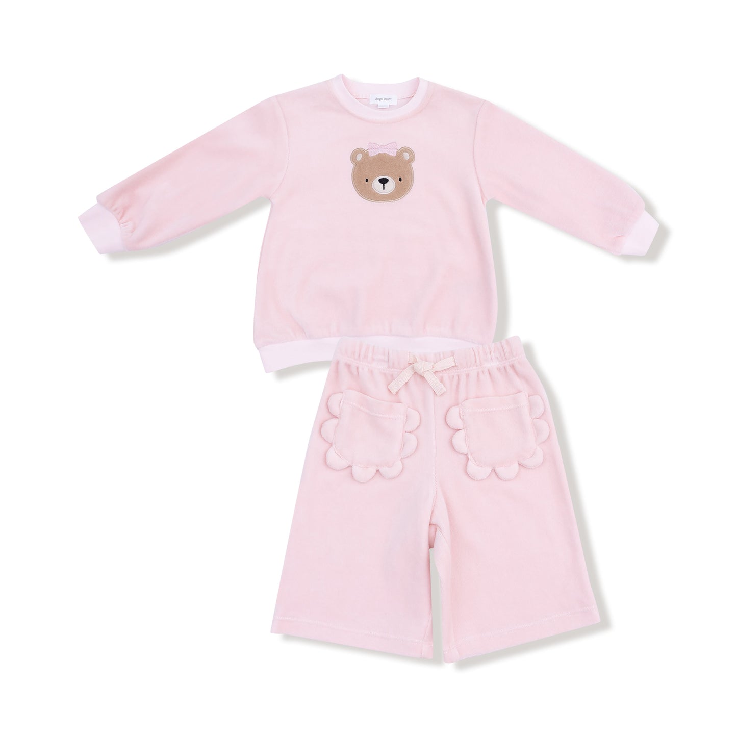 Velour Teddy Bear - Oversized Shirt with Wide Leg Pant Set