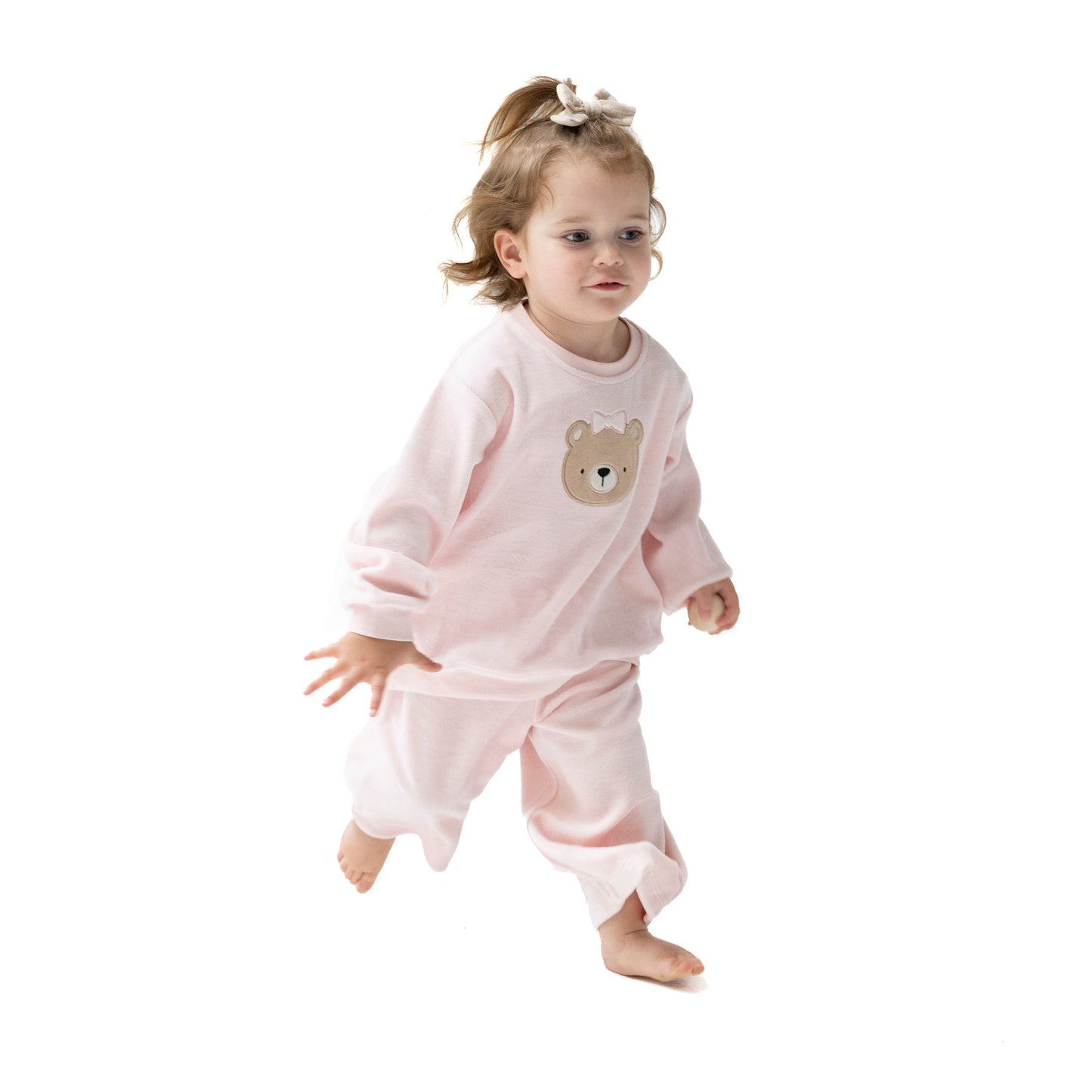 Velour Teddy Bear - Oversized Shirt with Wide Leg Pant Set