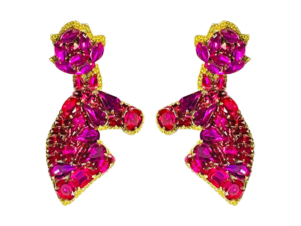 Derby Rhinestone Horse Earrings - Pink Rhinestone