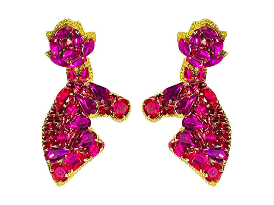 Derby Rhinestone Horse Earrings - Pink Rhinestone