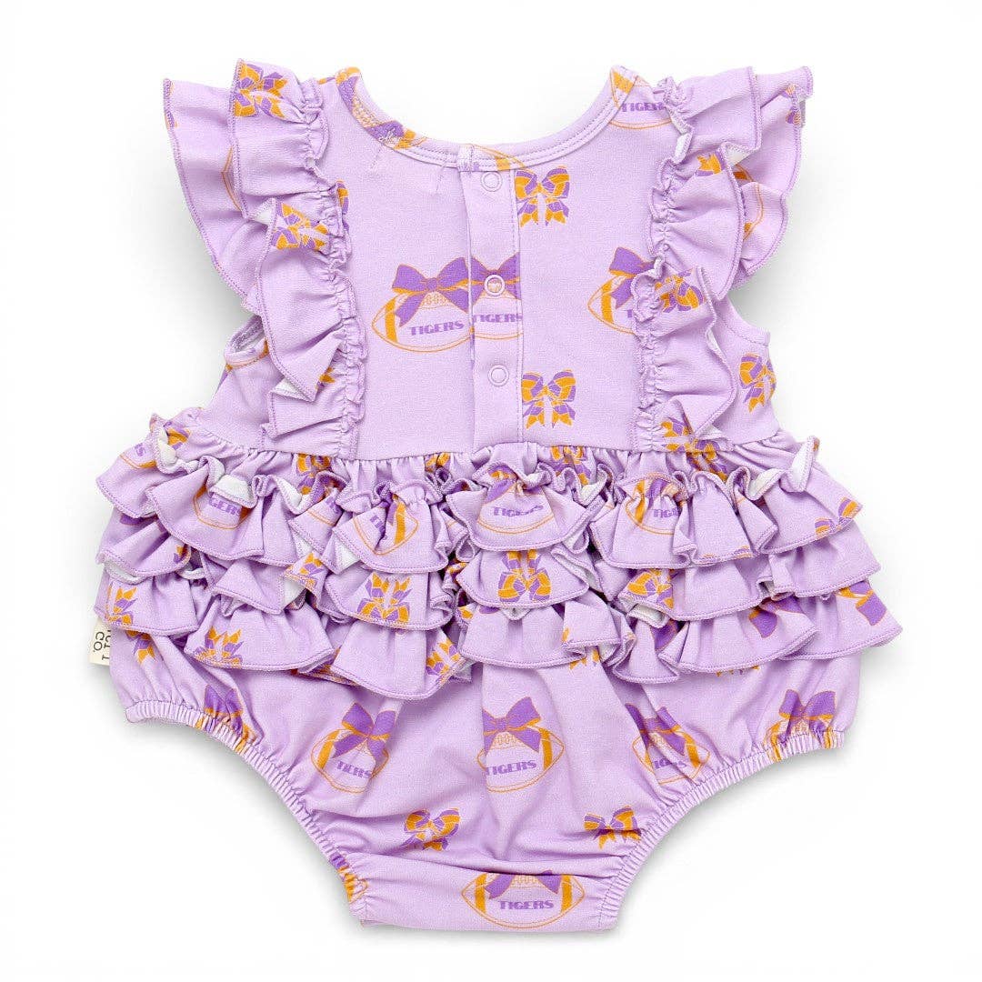 Purple & Gold Game Day Ruffle Bubble Romper