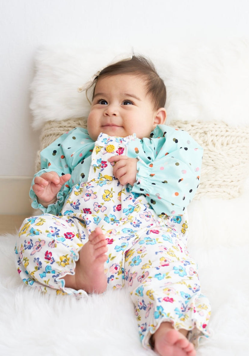 Platinum Mint Floral Romper