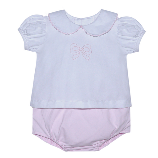 Bailey Pink Bow Diaper Set