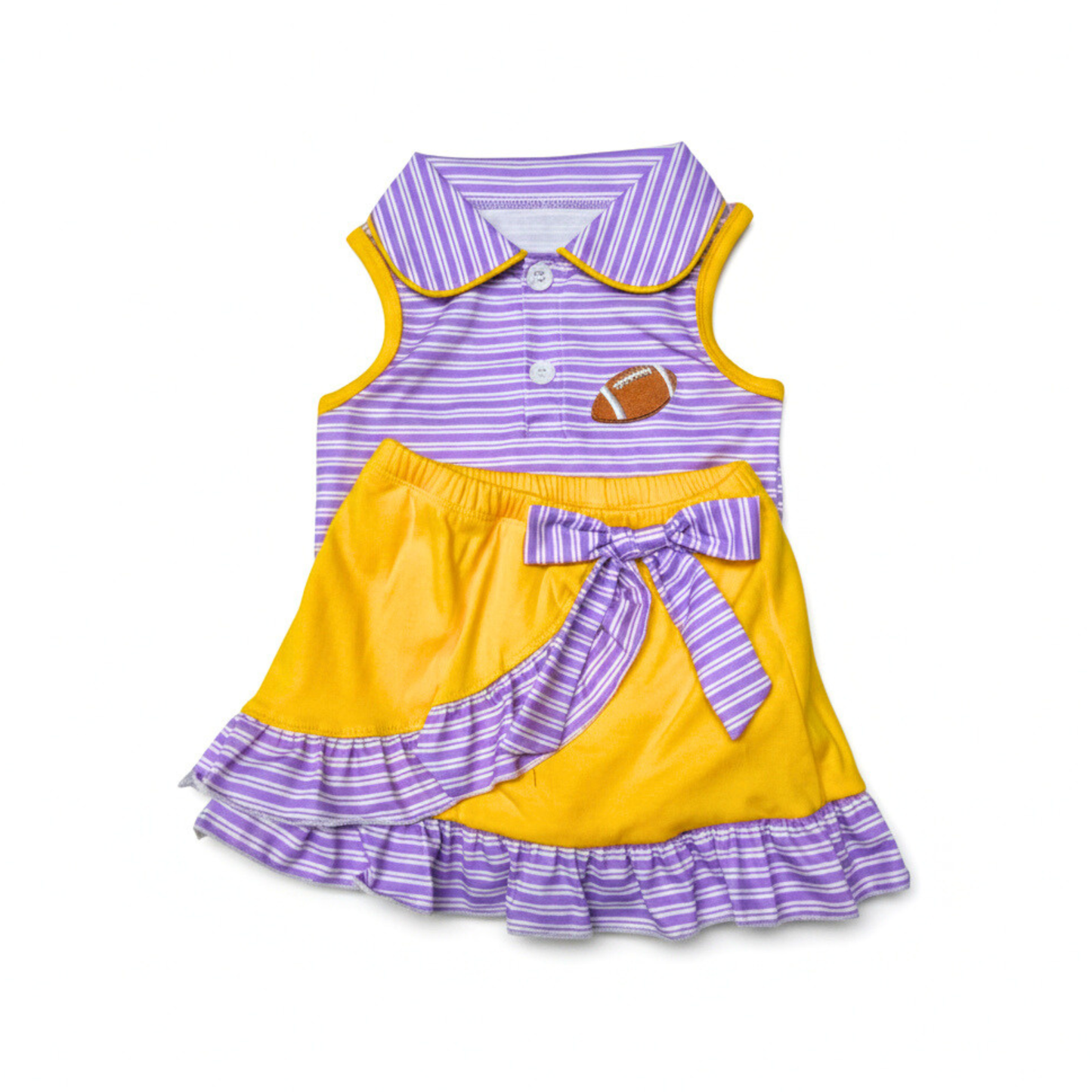 Purple & Gold Game Day Cheer Skirt Set | Girls Football Boutique Outfit