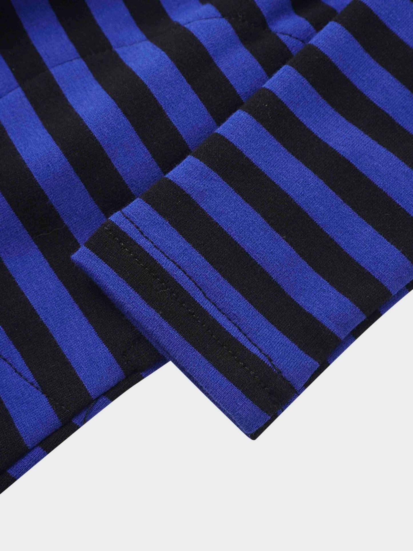 Striped Drawstring Dress - Blue & Black
