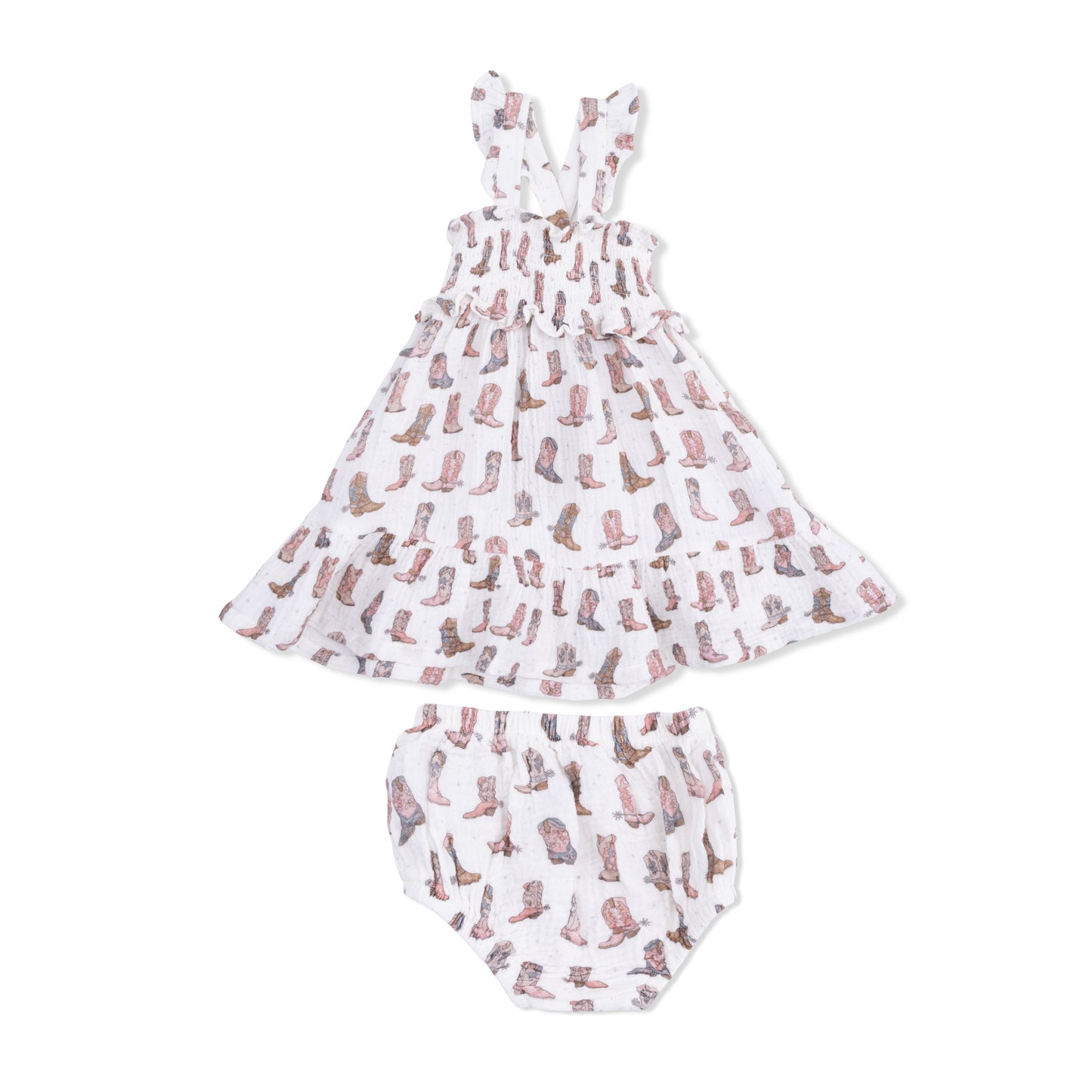 Cowgirl Boots - Smocked Ruffle Sundress & Bloomer