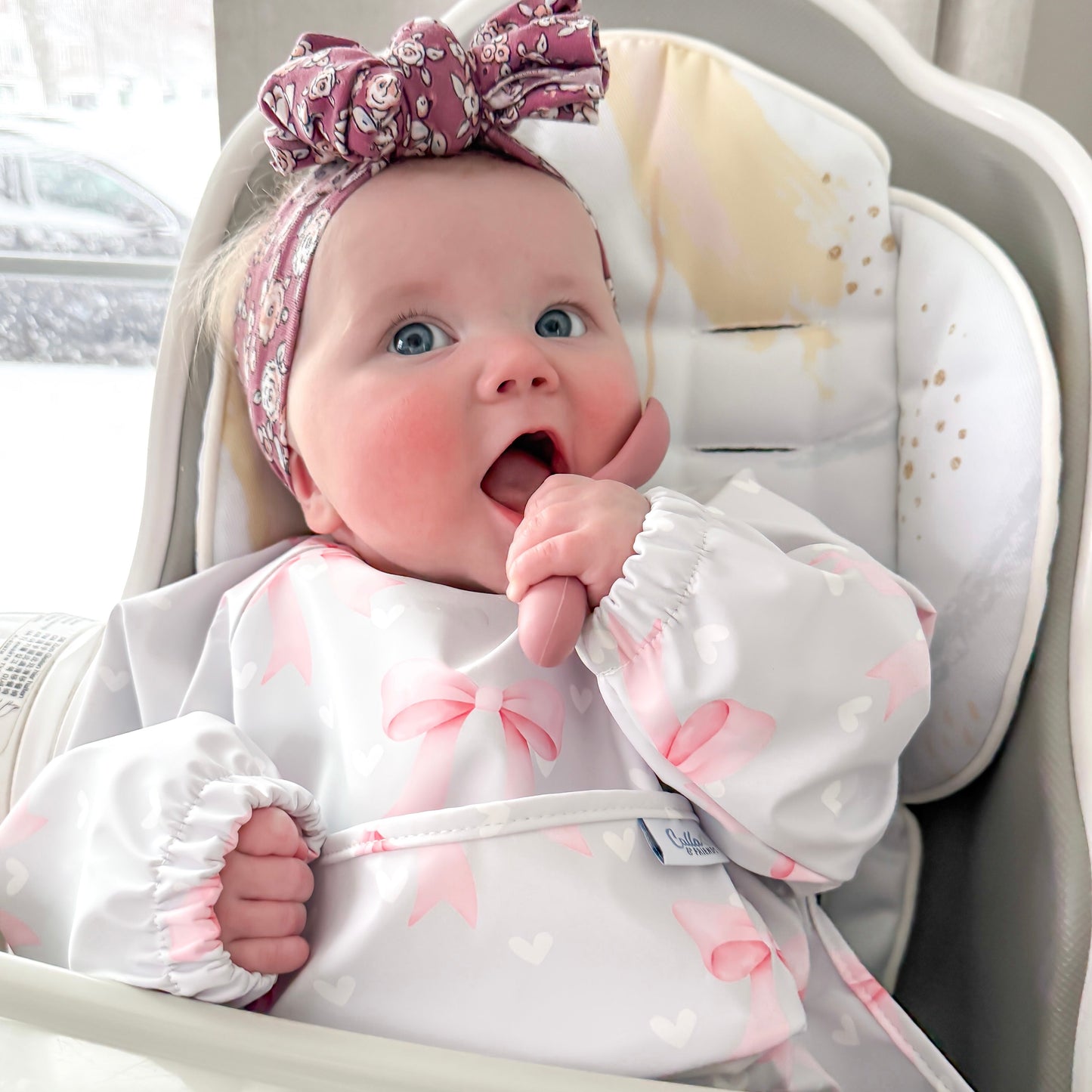 The Grayson Long Sleeve Bib - Sweetheart Bows