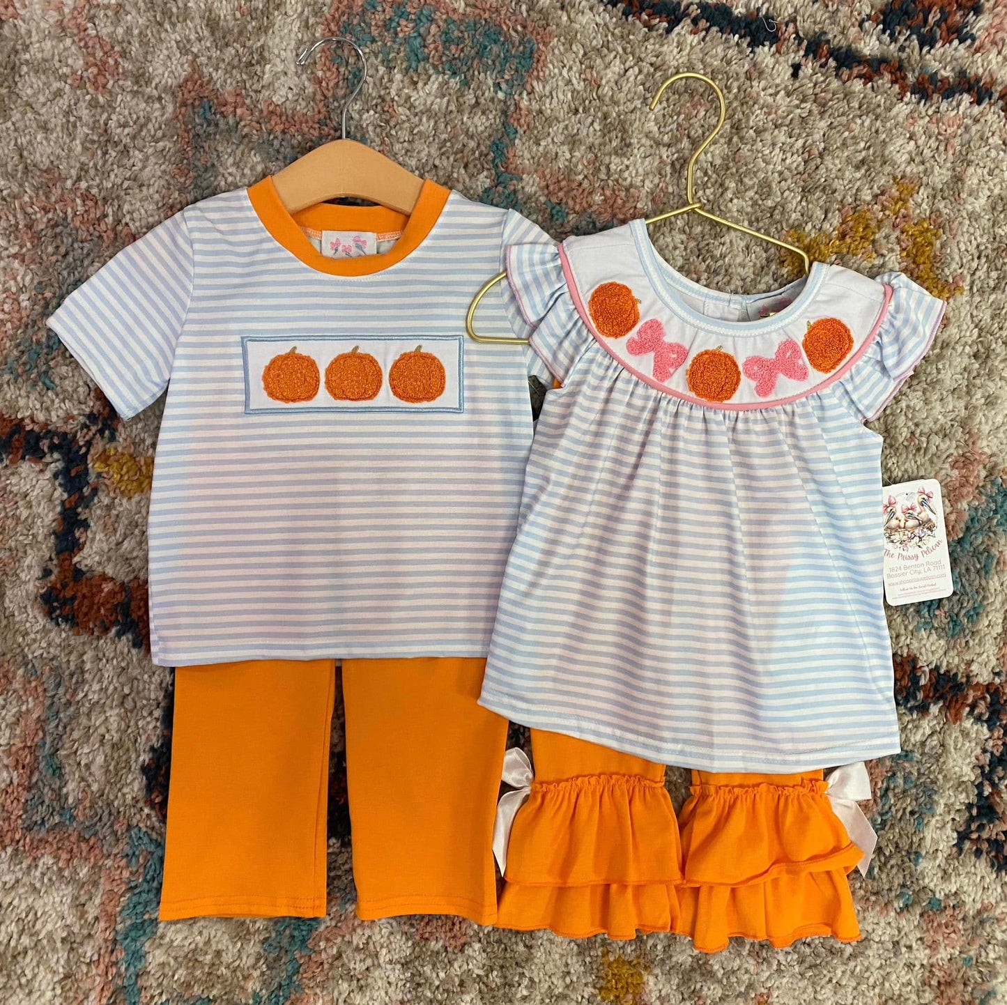 Pumpkin French Knot Girl Pant Set – Boutique Fall Outfit for Toddlers & Girls 🎃🍂