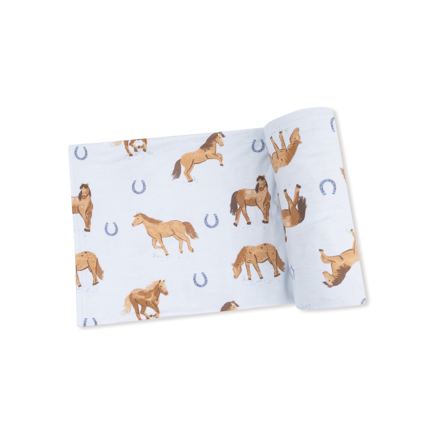 Horses - Blue - Swaddle Blanket