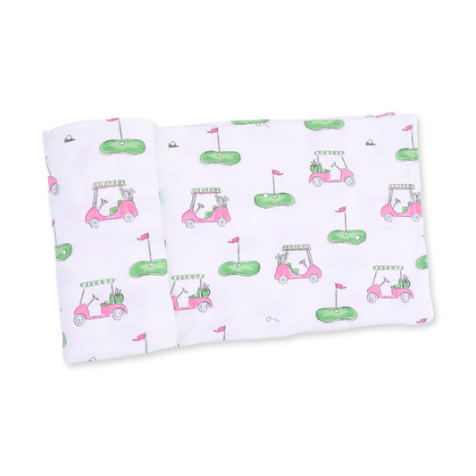 Golf Carts Pink - Swaddle Blanket