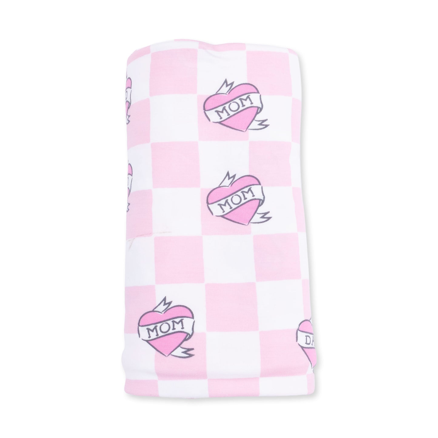 Heart Tattoo Check Pink - Swaddle Blanket