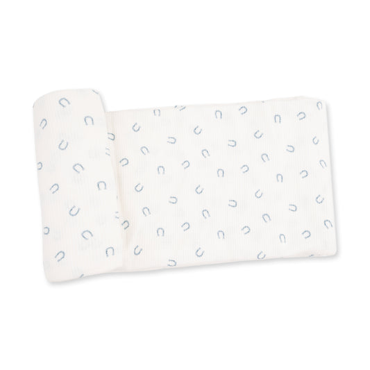 Little Horseshoes Blue - Swaddle Blanket