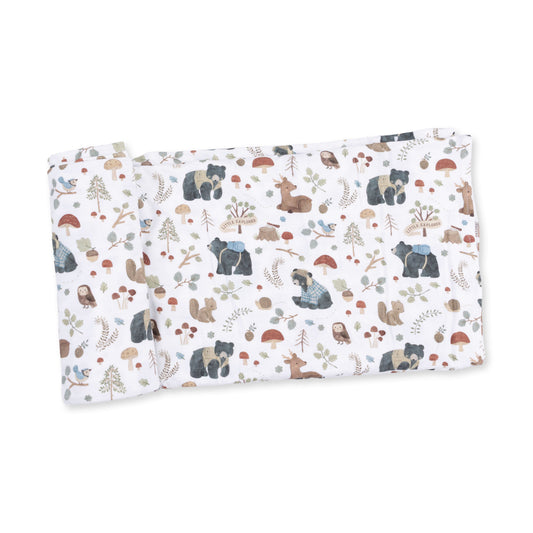 Southern Woodland Animals Green - Swaddle Blanket