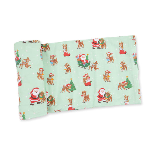 Vintage Reindeer & Santa Uni - Bamboo - Swaddle Blanket