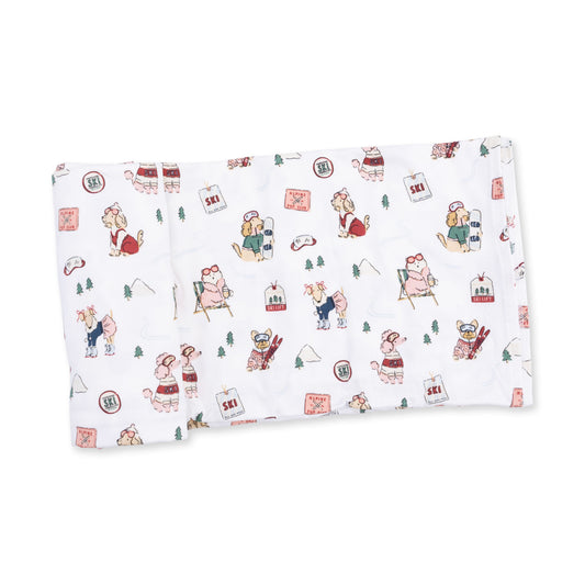 Winter Sports Dogs Pink - Swaddle Blanket