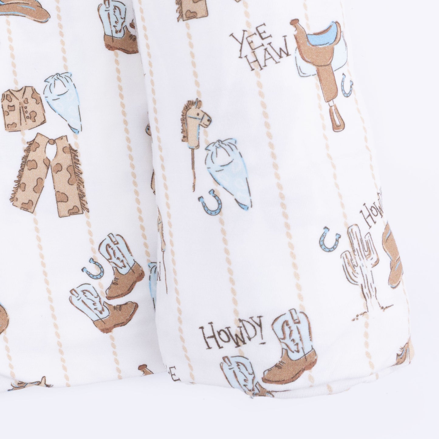 Cowboy Nursery -  2 Way Zipper Footie, Bandana Bib, & Swaddle Blanket Set