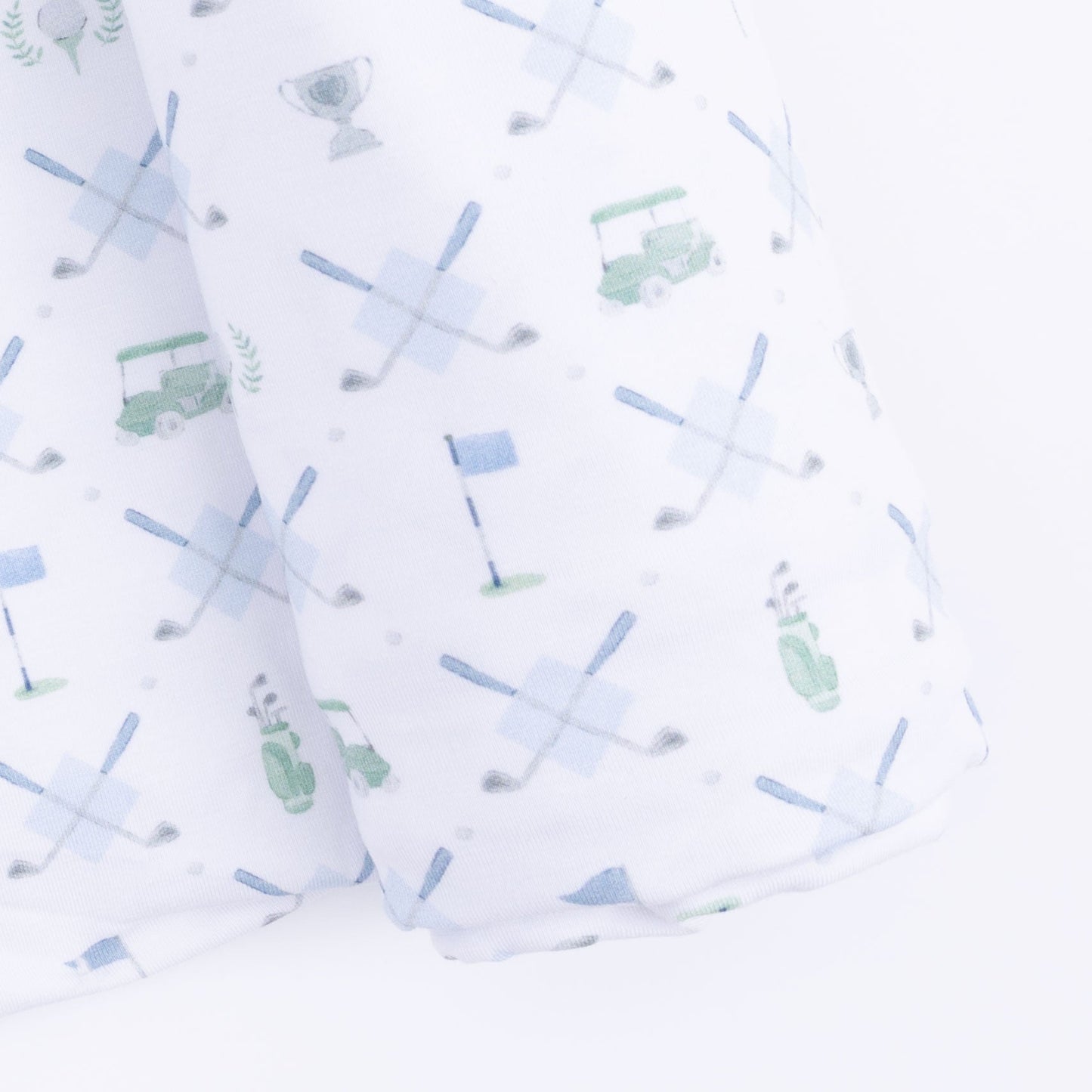 Golf Trellis Blue - 2 Way Zipper Footie & Swaddle Blanket