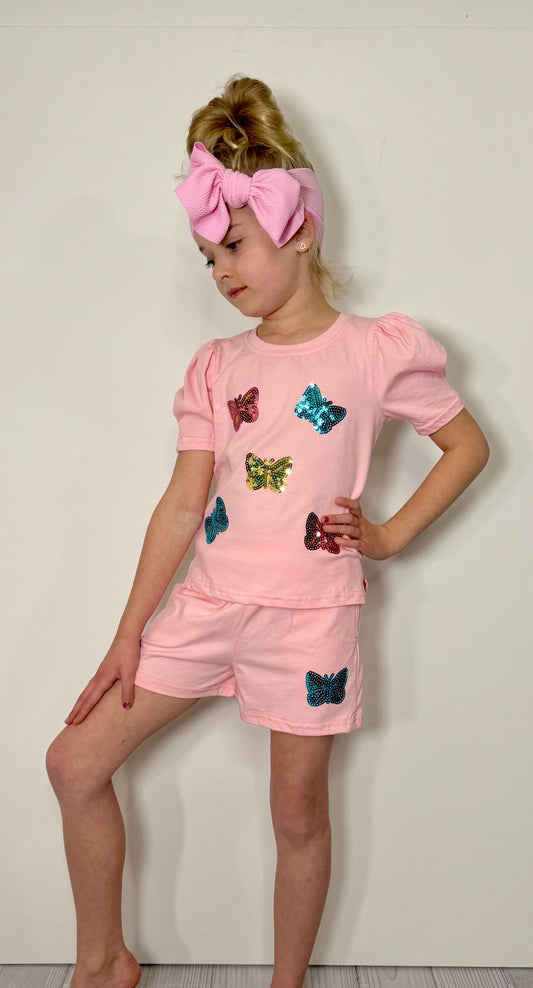 Butterfly Sequin Girls Set