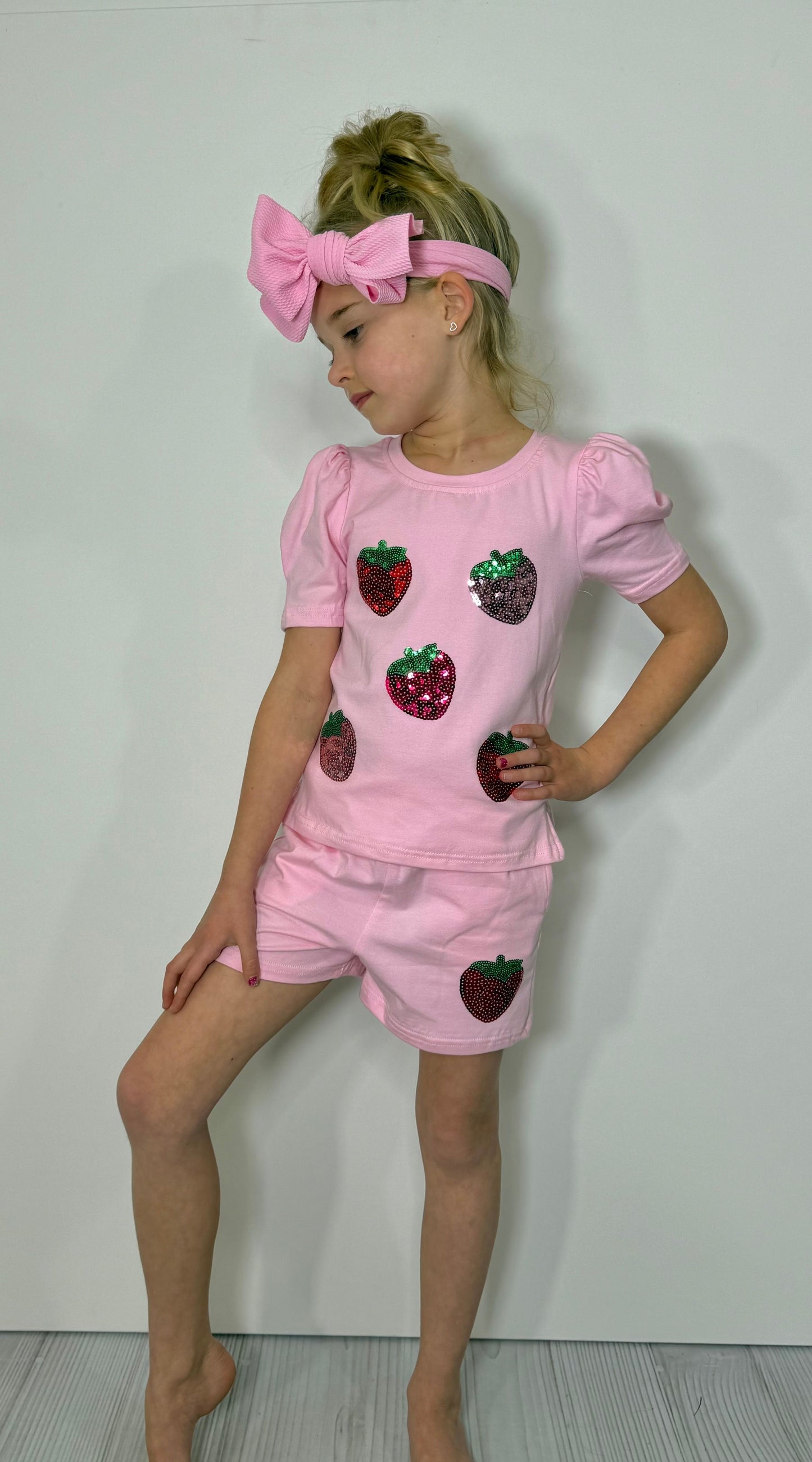 Strawberry Sequin Girls Set
