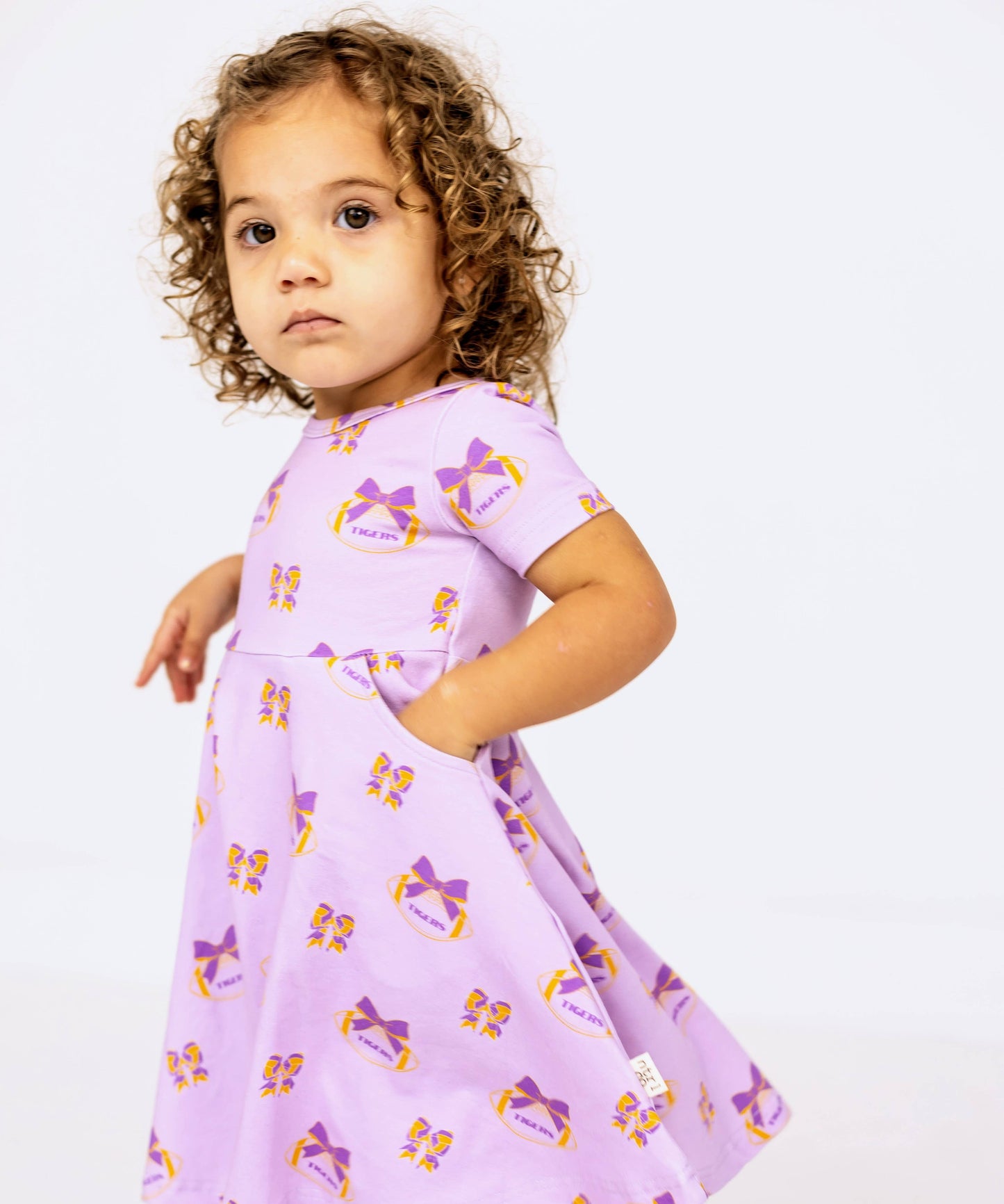 Purple & Gold Game Day Twirl Dress & Shorts Set