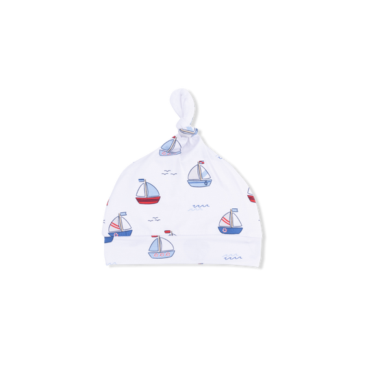 Bubbly Sailboats Blue - Knotted Hat