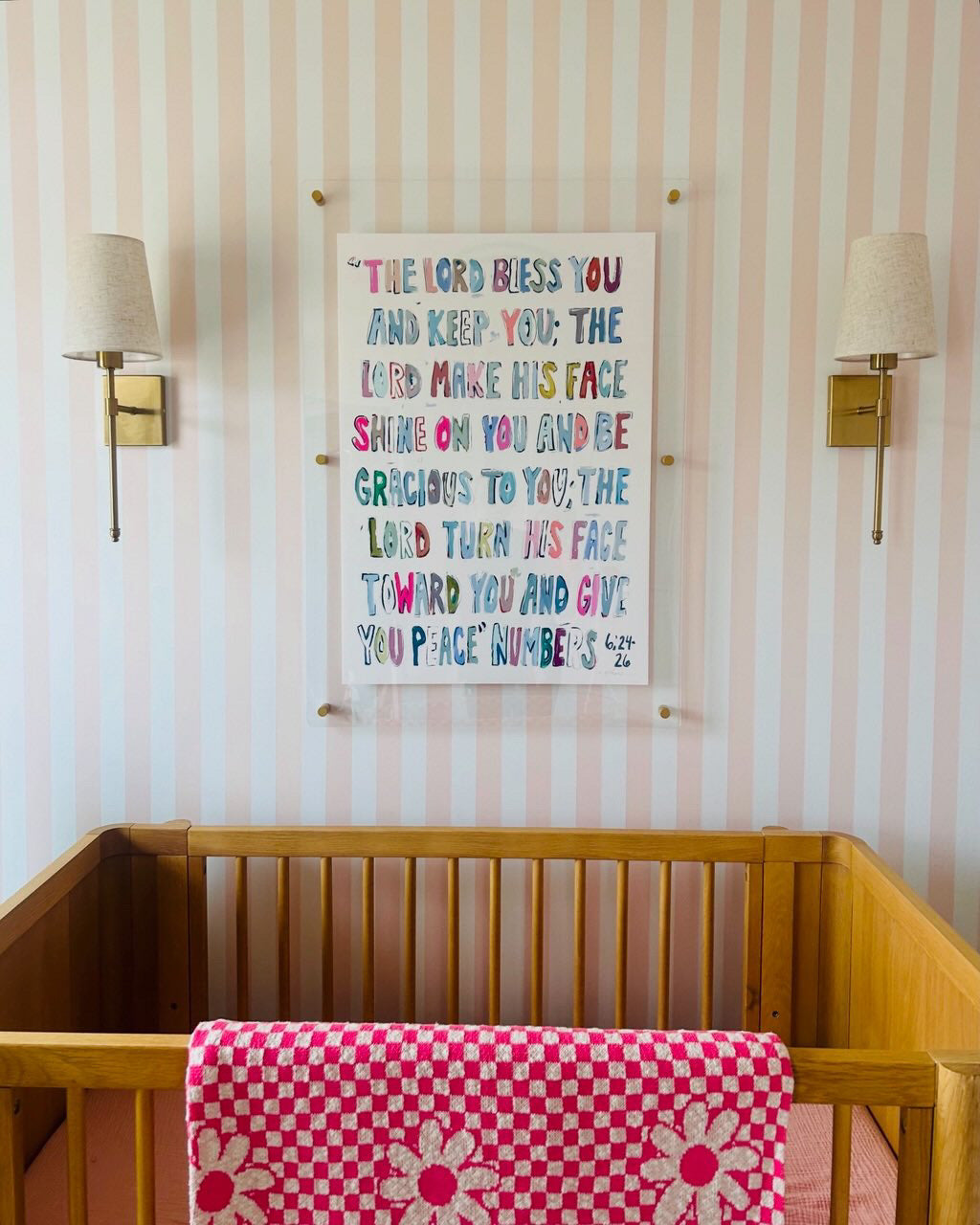 Numbers 6: 24-26 Pink Bible Verse Fine Art Print