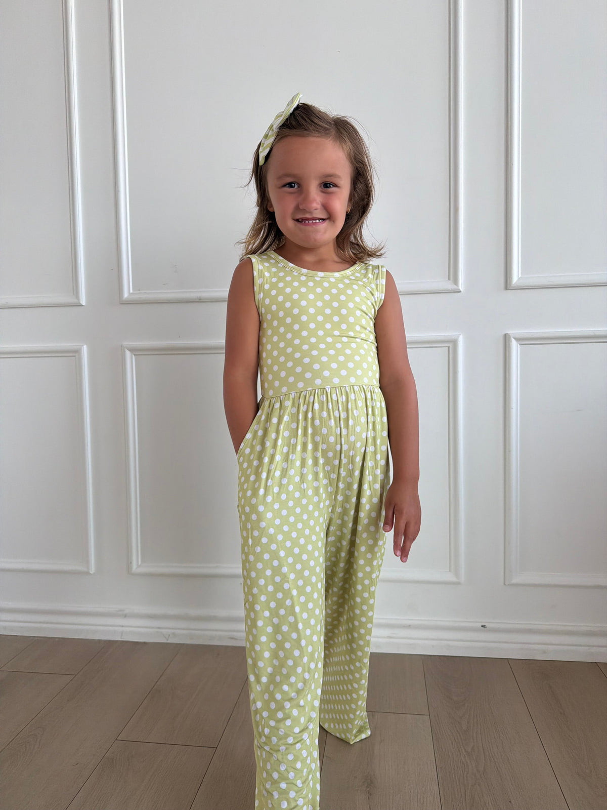 Green Polka Dot Tank Wide Leg Romper