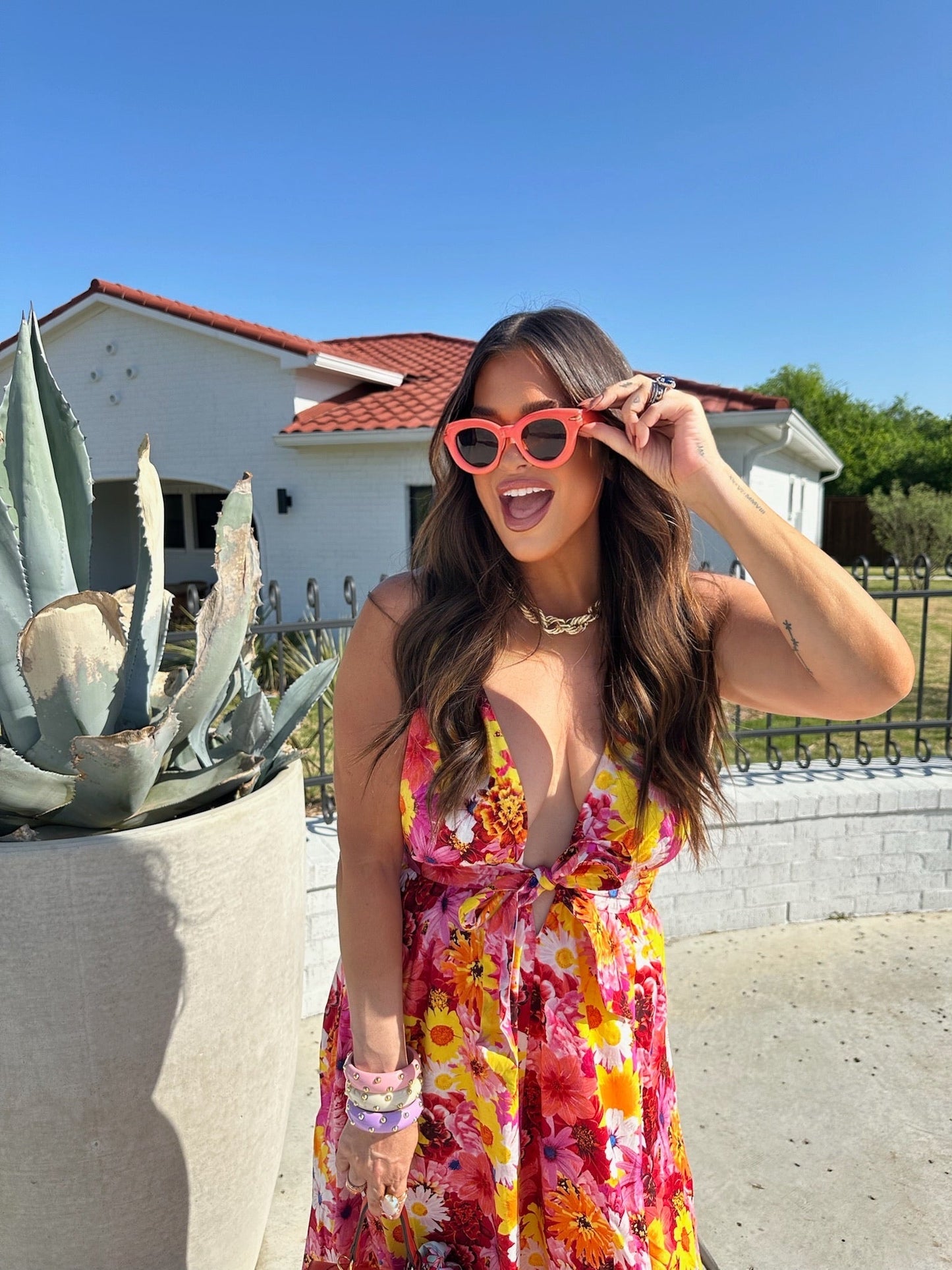 Zena Plunging Neck Maxi Dress - Sunshine