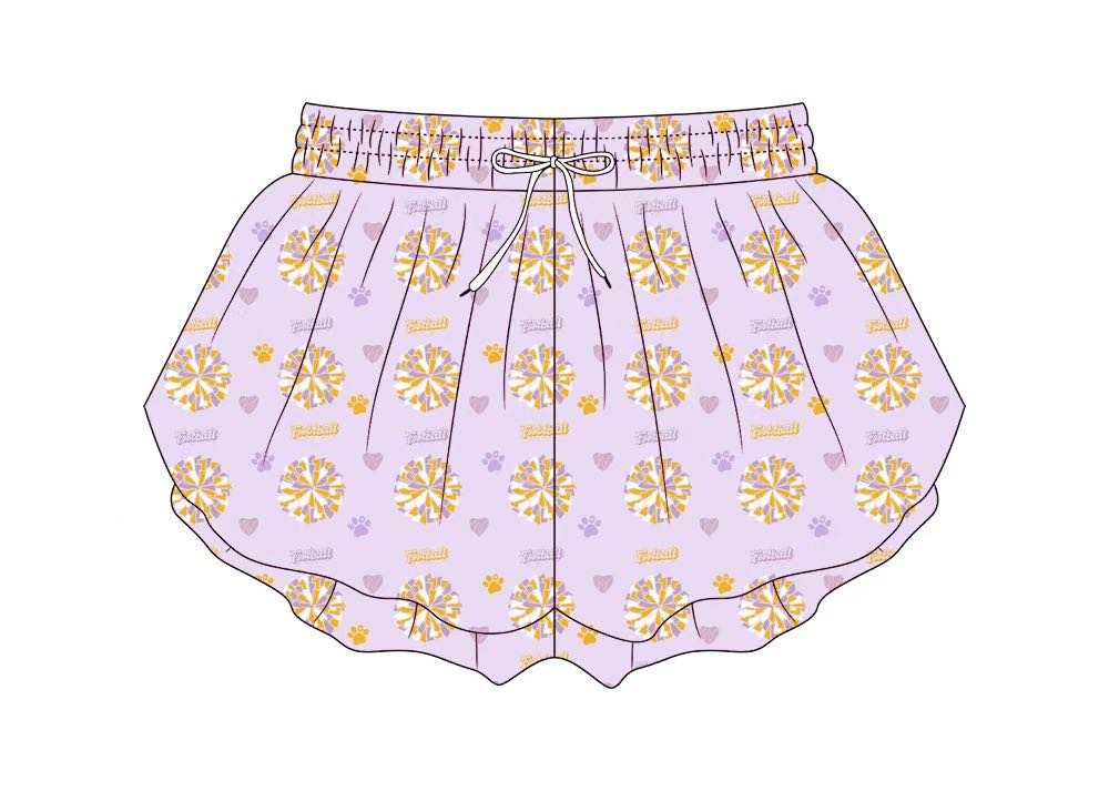 Purple & Gold Butterfly Shorts | Girls Game Day Boutique Shorts