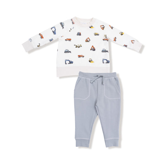 Construction Vehicles - Raglan Sweatshirt and Jogger Set