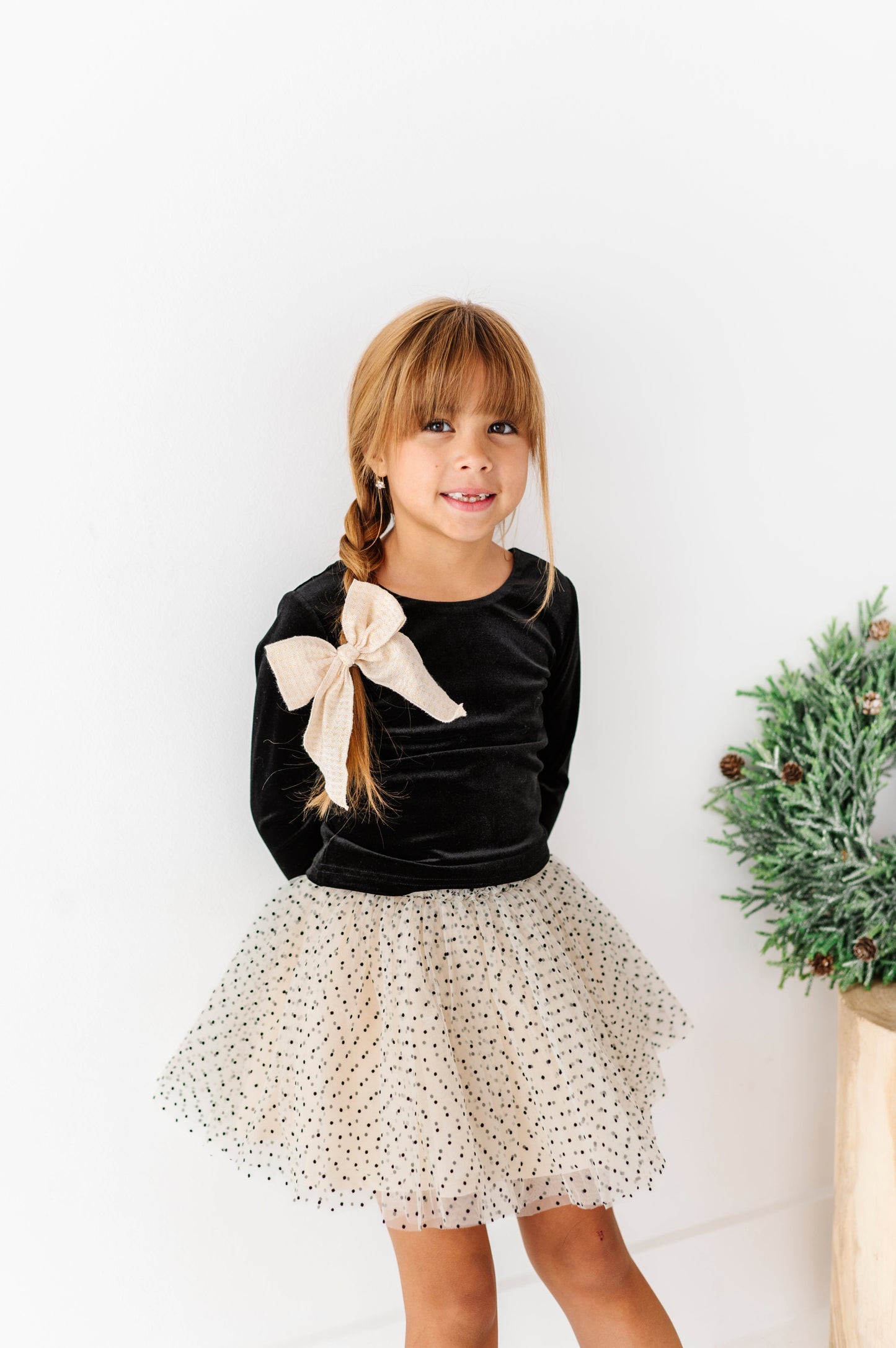 Black Velvet | Bow Back Long Sleeve Top