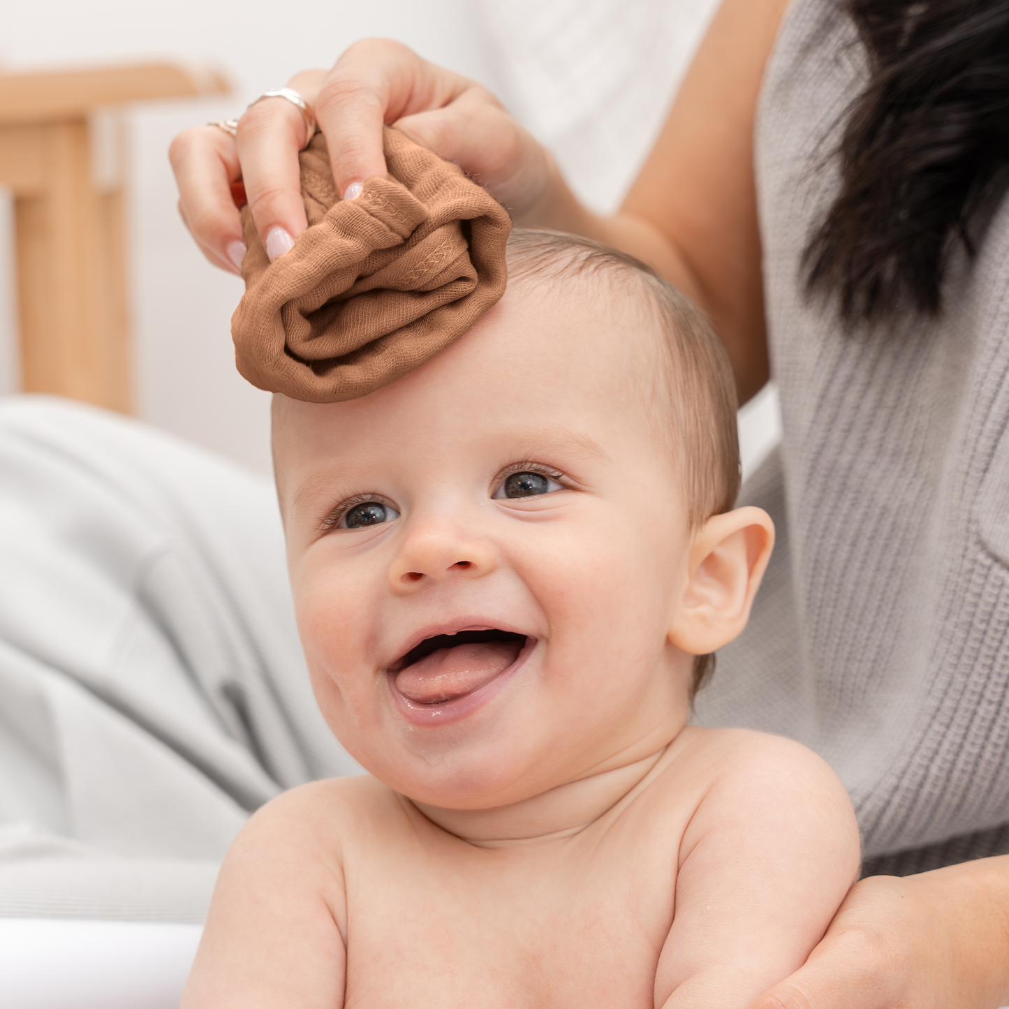 Muslin Washcloths in Caramel